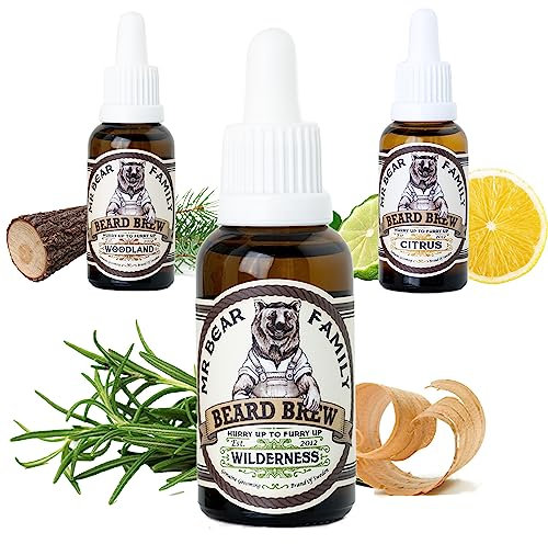 Natural Beard Oil for Men – Scented Beard Moisturiser Oil Contains Hydrating Jojoba + Argan Oils – Nourishing Mens Beards Softener for Healthier Hair Growth (Wilderness, 30ml)