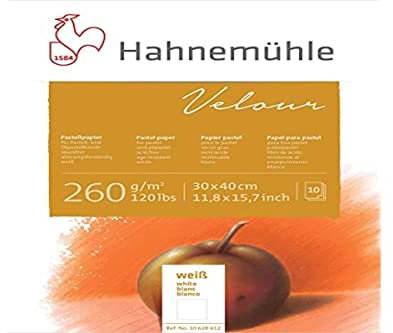 Pastellpapier Velour Block weiß 260g/m², 30x40cm, 10Blatt