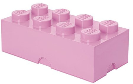 LEGO Aufbewahrungsstein, 8 Noppen, Stapelbare Aufbewahrungsbox, 12 l, hellrosa