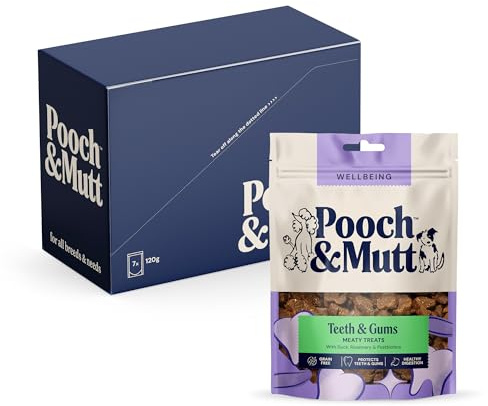 Pooch & Mutt - Teeth & Gums Meaty Treats, Dog Treats Grain Free, for Fresh Breath and Skin Care, Duck & Rosemary, Pack of 7x120g (packaging may vary)