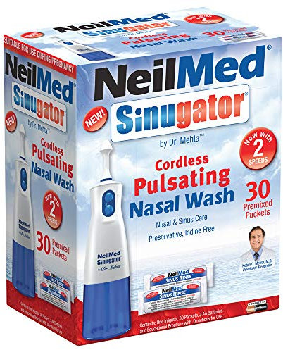 NeilMed Sinugator Cordless Pulsating Nasal Wash, 30 Count (Pack of 1)