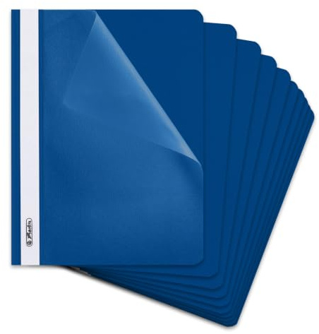 Herlitz 11256625 snabbhäftapparat A5 med transparent framlock, 10 stycken, blå
