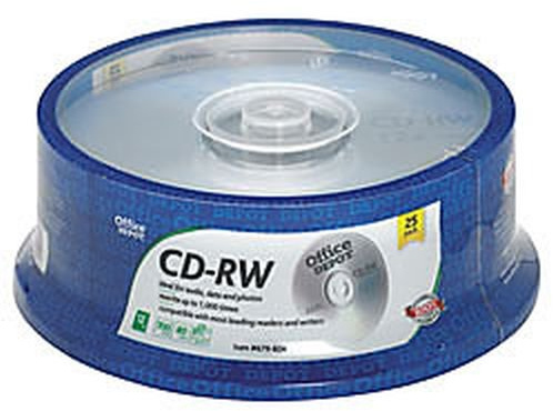Office Depot Brand CD-RW Rewritable Media Spindle, 700MB/80 Minutes, 12x, Pack Of 25
