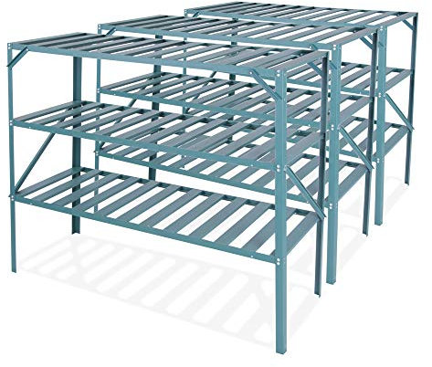 Lacewing 126cm Green Traditional 3 Tier Shelves Greenhouse Staging Garden Storage Shelving Shed Rack Set of 1