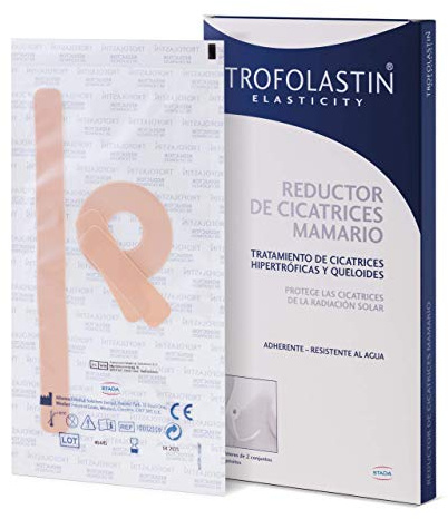 Trofolastin, Reductor de Cicatrices Mamario, Apósitos Adhesivos para Cicatrices de Cirugía Mamaria, Hipertróficas y Queloides, 3 Formatos x 2uds
