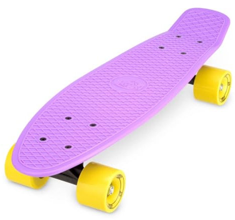 Xootz Cruiser Skateboard, für Kinder geeignet, im Retro-Design, aus Plastik, gebrauchsfertig Violett violett 22-Inch