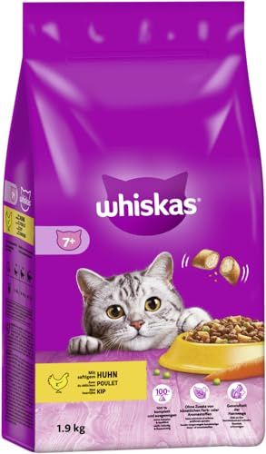 Whiskas 7+ Senior - Comida Seca para Gatos con Pollo, 1,9 kg (1 Unidad)