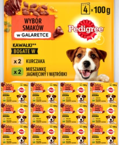 Pedigree Comida Húmeda para Perros en Gelatina Sabores Pollo y Pescado, Multipack (13 Packs x 4 bolsitas x 100g)