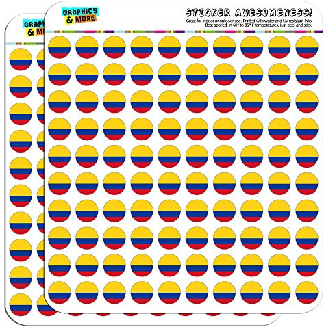 Colombia National Country Flag 1/2 (0.5) Planner Calendar Scrapbooking Crafting Stickers - Opaque