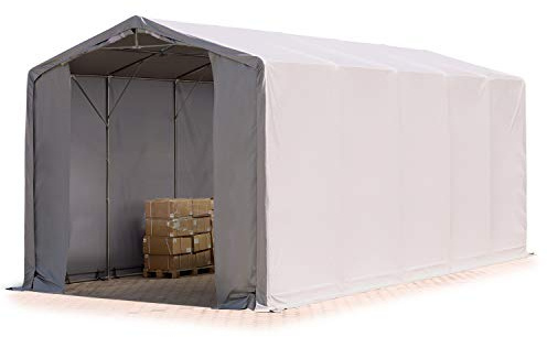 TOOLPORT Lagerzelt 5x10m / 4m Seitenhöhe, robuste PRIMEtex PVC Plane 2300 N wasserdicht, grau, für temporären Wetterschutz bei Outdoor-Events, Picknicks, Camping oder anderen Freizeitaktivitäten