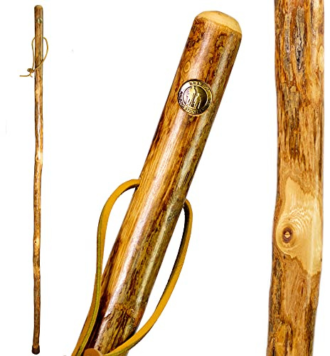 Brazos Rustic Wood Walking Stick, Hardwood, Traditional Style Handle, for Men & Women, Made in The USA, 48