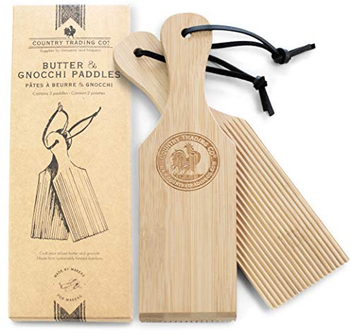 Gnocchi Boards and Wooden Butter Paddles to Easily Create Authentic Homemade Pasta and Butter Without Sticking - Set of 2 Makers - 24cm