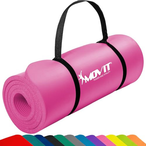 MOVIT Gymnastikmatte, hautfreundlich und phthalatfrei, in 3 Größen und 12 Farben - Auswahl: 190cm x 60cm x 1,5cm in pink