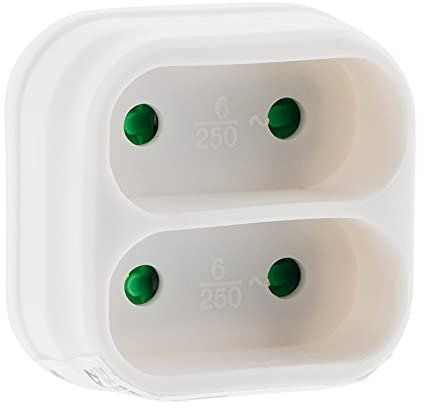 Zenitech - Multiprise Encastrable 2x6A - Installation Facile pour Façades - Prises pour Appareils de Faible Puissance - Design Élégant et Sûr - Blanc