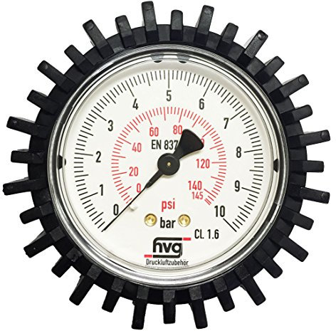 HVG Manometer Reifenfller 10 bar 145 psi, G1/4 63 mm mit Gummischutzkappe