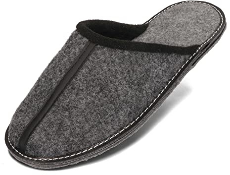 BeComfy Filttofflor för Män Tofflor Slipper Filt Sula Mycket Ljus Grå Svart 40 41 42 43 44 45 46 EU