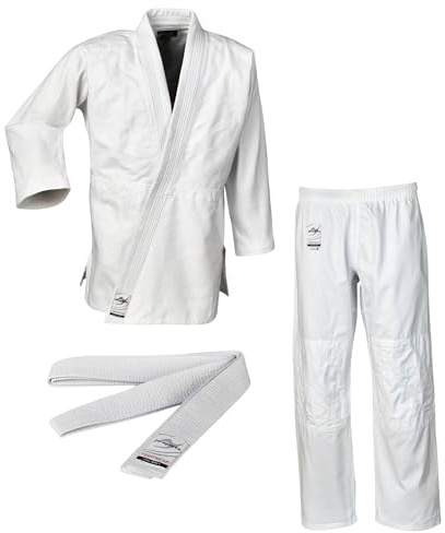 Ju-Sports Judoanzug to start Weiß 150 I Leichter Judoanzug Kinder & für Erwachsene I Judogi inkl. weißem Gürtel I Mehrfach vernähter Schulter- & Brustbereich