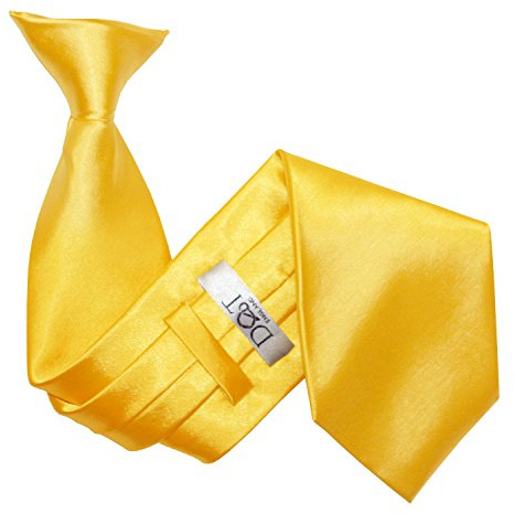 DQT Mens Plain Satin Clip-On Tie - Pre-Tied Necktie for Wedding, Business, Uniform, Security & Formal