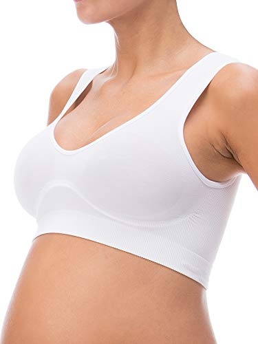RelaxMaternity 5310 (Blanc, L) Soutien-Gorge de Grossesse en Coton avec Bande de Soutien de la Poitrine