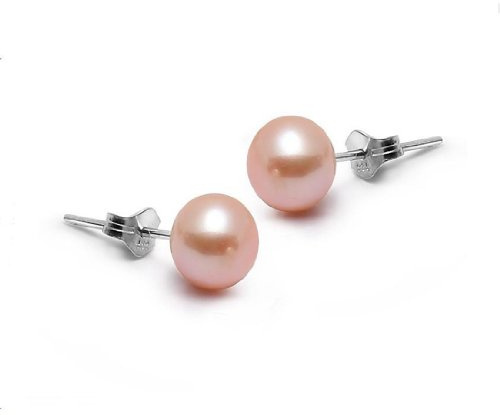 Infinite U, eleganti orecchini a perno da donna, in argento sterling 925, con perle da 8-9 mm