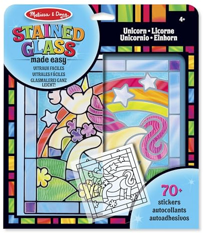 Melissa & Doug Stained Glass Unicorn Art Kit - Kids' Craft & Activity Set, Window & Sticker Art, Animal & Mess Free