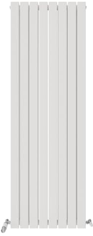 iBathUK Apex Wall Mounted Vertical Double Slim Flat Panel Radiator, 8-Column Steel, Hydronic Central Heating, High Thermal Output, Modern Designer Radiator for Bathroom in Matt White, 1800×608mm