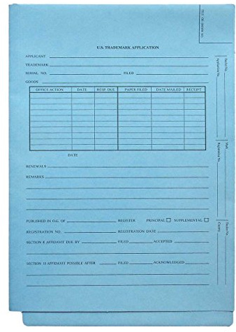 Patent and Trademark Folder, End Tab for Shelf Filing, Blue - U.S. Trademark Application (Box of 25)