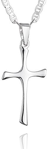 fish Collier En Argent Avec Pendentif Croix En Argent Sterling 925 Pour Garçons Et Filles