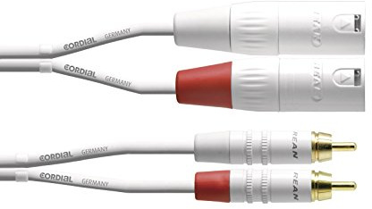 Cordial CFU 3 MC-SNOW Audio Cable XLR m-Cinch 3 m Rean - Cavo audio