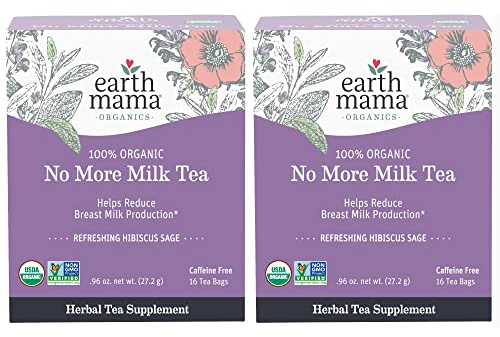 Earth Mama Organic No More Milk Tea | Reduce Breast Milk Production, Stop Breastfeeding & Wean Lactation, Postpartum Essentials for New Moms | 32 Teabags | Caffeine Free & Non-GMO