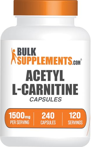 BulkSupplements.com Acetyl L-Carnitine Capsules - ALCAR HCl, Carnitine Supplement - ALCAR Capsules, Acetyl L-Carnitine 1500mg - Gluten Free, 2 Capsules per Serving, 240 Capsules