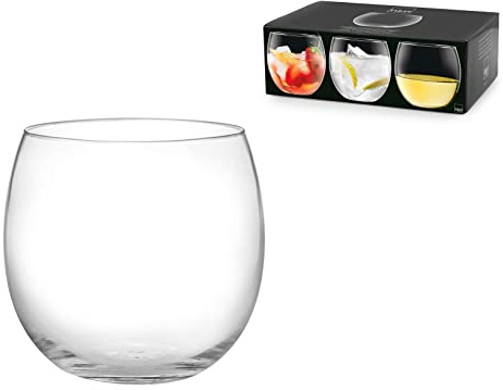 H&H set 6 bicchieri vino, Bubbly, in vetro trasparente, capacità 320 cc, lavabili in lavastoviglie