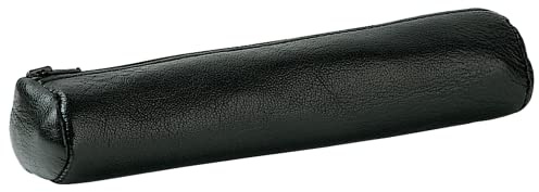 ELBA Fourre-Tout Rond 17,5x4cm a Fermeture Eclair Cuir Ebene Noir