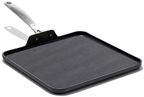 OXO Enhanced 11 Griddle Pan, PFAS-Free Ceramic Nonstick, Durable Hard Anodized Cookware, Scratch Resistant, Stainless Steel Handle, Good Grips, Dishwasher Safe, Oven safe, Black