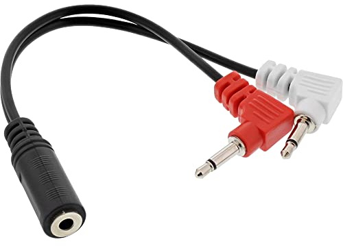 InLine 99313I Audio hörlurar flygplan adapterkabel, 2 x 3,5 mm kontakt kontakt till 3,5 mm kontakt uttag 3 pol, 0,15 m