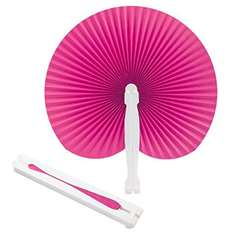 30pz Ventagli Vari Colori Plastica Carta Segnaposto Chiesa Bomboniere (FUXIA)