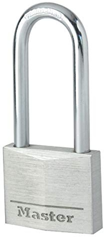 Master Lock 9140EURDLH Candado con Llave con cuerpo de aluminio macizo y arco largo, Negro, 4 x 8.9 x 1.3 cm