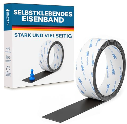Smagtron Ferroband Eisenband - Selbstklebendes Magnetband - Magnetleiste, Magnetstreifen, Magnetklebeband, Perfekt Für Magnete - Ideal für Büro und Bildungsprojekte – 35mm x 1000mm x 0,75mm