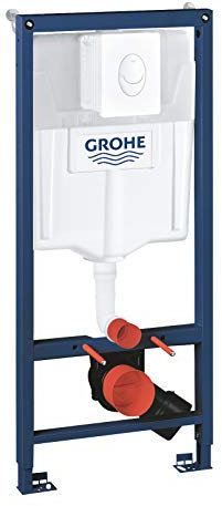 GROHE Solido, 3in1 Vorwandelement, Rohbau-Set für Wand-WC (1,13 m Bauhöhe, mit Bestätigungsplatte Skate Air, 2 WC-Haltebolzen, Schnellverstellung, inkl. Zu- & Ablaufgarnitur), chrom, 38722001