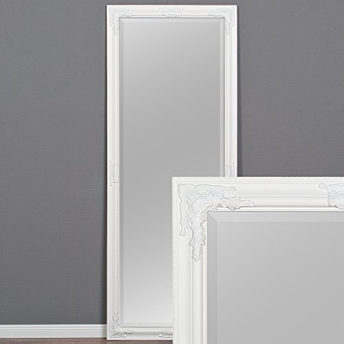 LEBENSwohnART Wandspiegel BESSA pur weiß 180x70cm barock Spiegel Design pompös Holzrahmen