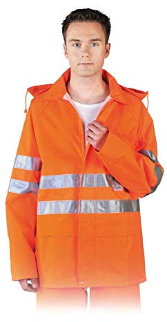 Leber&Hollman RAWPOL Regenschutz-Schutzjacke Herren Kapuze Reflexstreifen Verschluss mit Reißverschluss und Druckknöpfen Arbeitskleidung Polyester Oxford 300D XXXL Orange