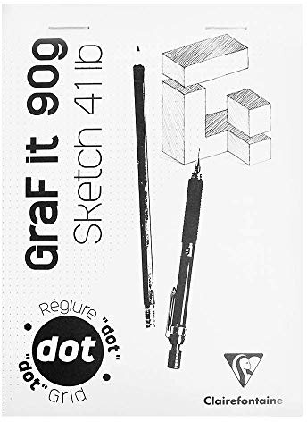 Clairefontaine 96694C Bloc Agrafé GraF'it - 80 Feuilles Papier Dessin Croquis - Réglure pointillés DOT - Feuilles Détachables - A5 14,8x21 cm 90g - Couverture Blanche