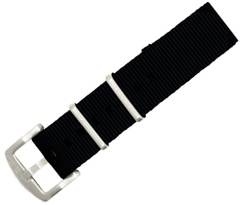BluShark Original Collection Watch Strap, Black, 20mm, Brushed Buckle