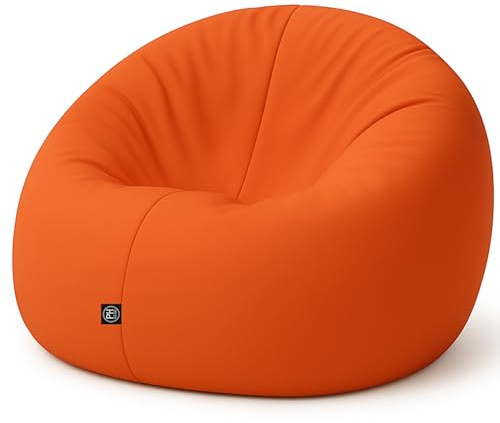 PATCH HOME Kinder Sitzsack Bodenkissen – 2-in-1 Sitz- & Liegekissen, Oxford-Stoff mit Reißverschluss, mit Styropor gefüllt – für Kleinkinder bis 5 Jahre, Indoor & Outdoor (Orange, Ø 100cm)