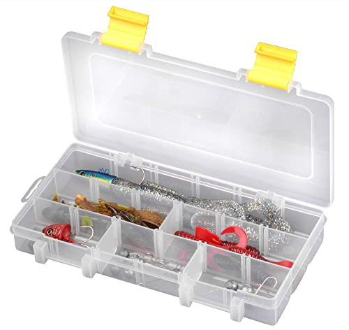 Spro Tackle Box 23x12,5x3,4cm - Tacklebox für Gummiköder & Jigköpfe, Angelbox für Gummifische, Kunstköderbox, Köderbox