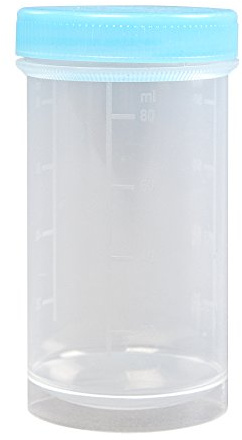 chi-enterprise Contenitore Universale per analisi 100 ml plastica Trasparente Coperchio Azzurro Resistente con Chiusura ermetica Confezione 1000 Pezzi sterilizzabile Uso Medico Laboratorio casa