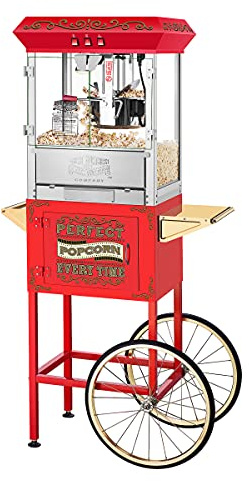 Great Northern Popcorn Company 5995 10 oz. Perfect Popper Popcorn Machine with Cart - Red (5995 GNP Red 10oz. Full)