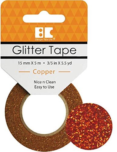 Best Creation Glitter Tape, 15mm by 5m, Copper