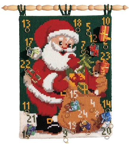 Vervaco Punto De Cruz Kit Calendario Adviento Navidad PAPÁ NOEL Manualidades Adultos Decoracion Bordar Kit Principiantes Completo DIY Bordado Creativo Regalo ca. 40 x 53 cm Cross Stitch Embroidery
