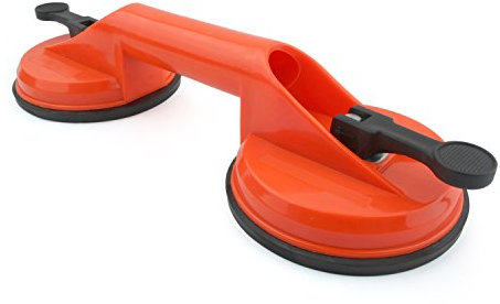 Incutex 1x Mango Ventosa Doble, Ventosa Mango con Capacidad de elevación de 100kg, Extractor Ventosa, Elevador Ventosa Doble – Naranja
